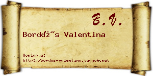 Bordás Valentina névjegykártya